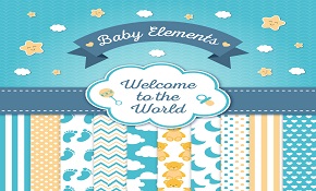 cute baby shower card elements